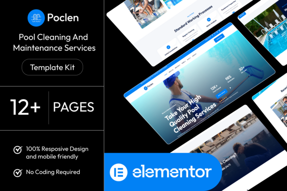 Poclen - Pool Cleaning & Maintenance Services Elementor Template Kit