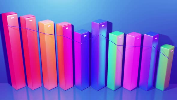 Beautiful 3d Looped Background for Analytical Programs with Abstract Infographics Statistical Data alt