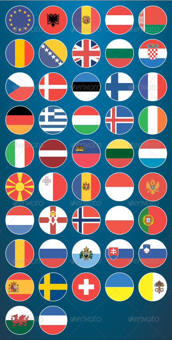 Flat Flag Icons Europe - Web Icons