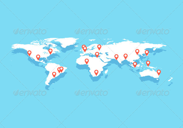 World Map With Big Cities, Vector - Backgrounds Business