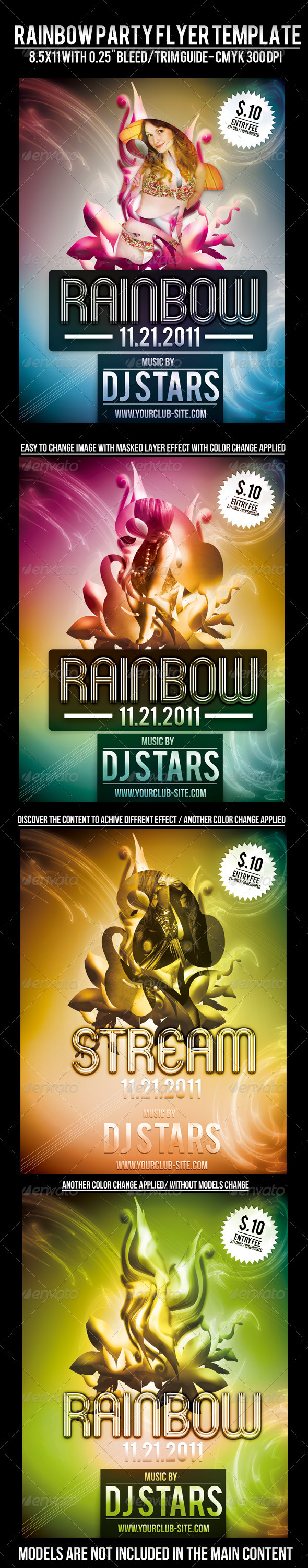 Rainbow Party Flyer Template - Clubs & Parties Events