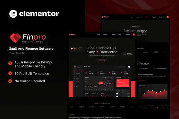 Finpro - Saas & Finance Software Elementor Template Kit