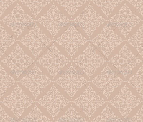 Floral Beige Seamless Pattern in Retro Style - Patterns Decorative