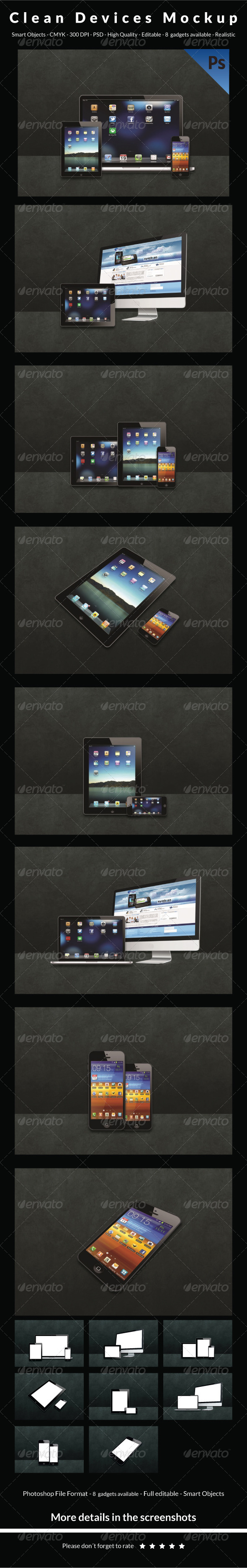 Clean Devices Mockup - Multiple Displays