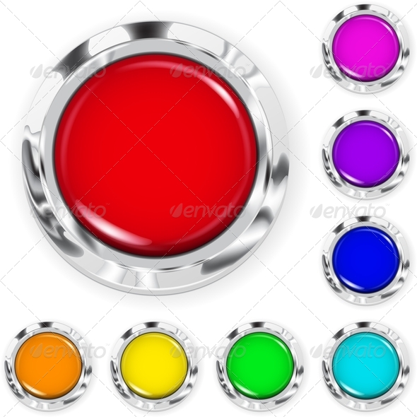 Set of Big Multicolored Plastic Buttons - Web Elements Vectors