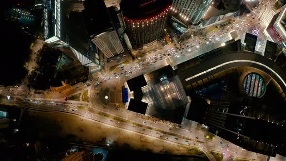 Aerial nigh view of Kuala Lumpur capital, Malaysia