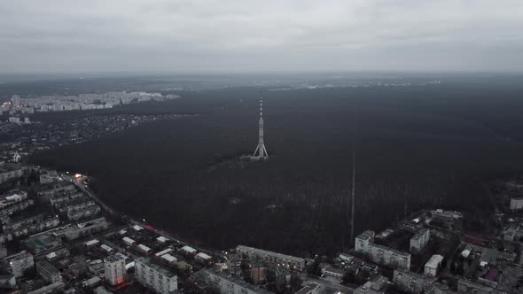 Aerial Kharkiv city, Pavlove Pole district, forest