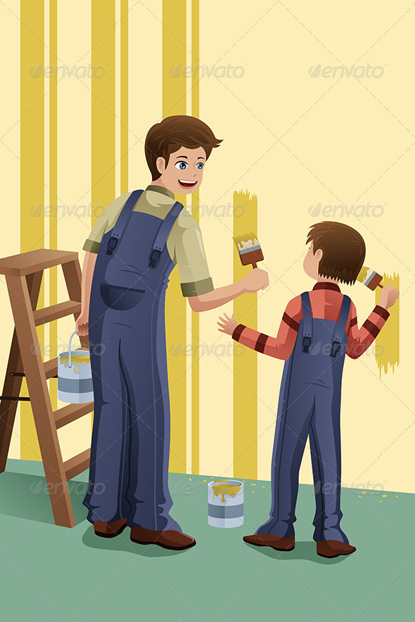 Father Son Painting - People Characters