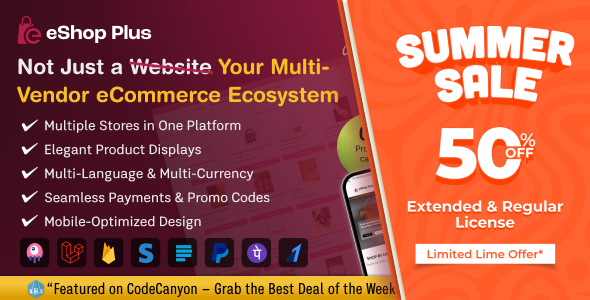 eShop Plus - Multi Vendor eCommerce, Multi Module Website in Laravel