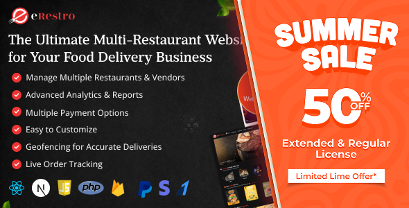 eRestro Multi Restaurant Web - Online Multi-Vendor & Restaurant Food Ordering Web App