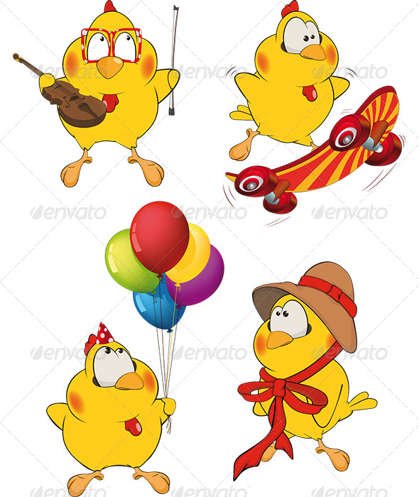 Set of Chicken Cartoons - Animals Characters