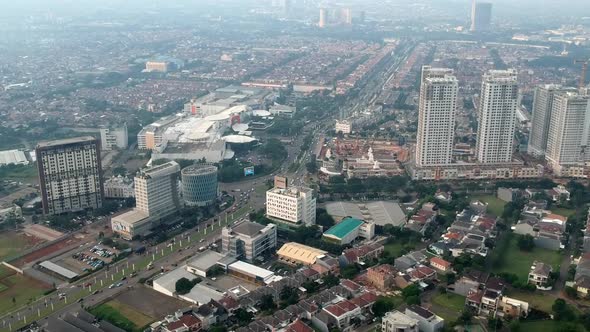 Aerial View of an Intersection and buildings in a City