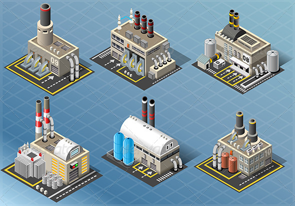 Set of Energy Industries Buildings - Buildings Objects