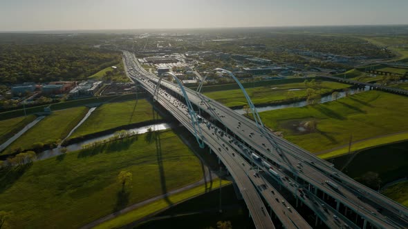 Aerial View of Margaret McDermott Bridge Vehicle Highway alt