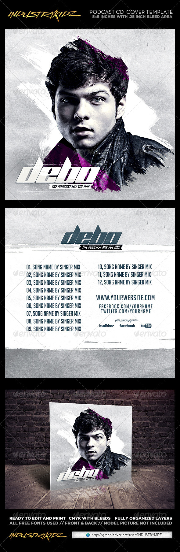 Electro Podcast CD Cover Template - CD & DVD Artwork Print Templates