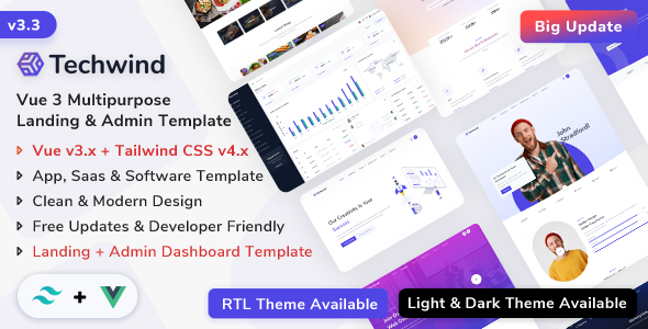 Techwind - Vue Multipurpose App, Saas & Software Landing & Admin Dashboard Template