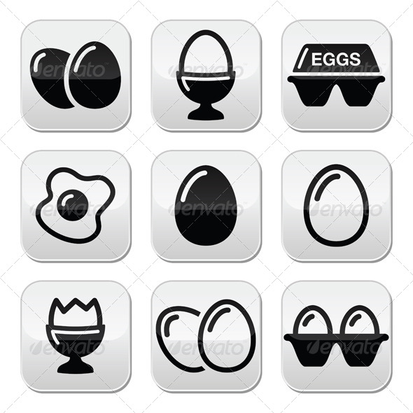 Eggs Buttons Set - Food Objects