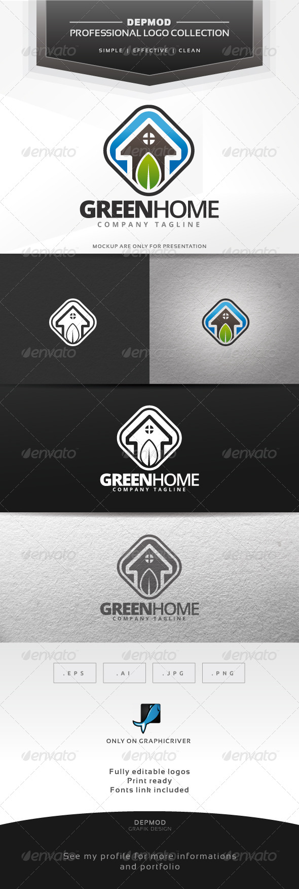 Green Home Logo - Symbols Logo Templates