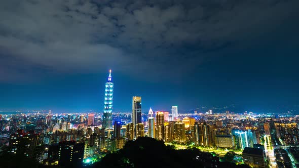 time lapse of city night view in Taipei, Taiwan