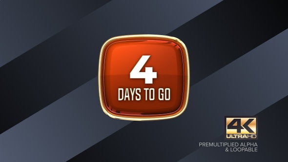 4 Days To Go Countdown Animation 4K