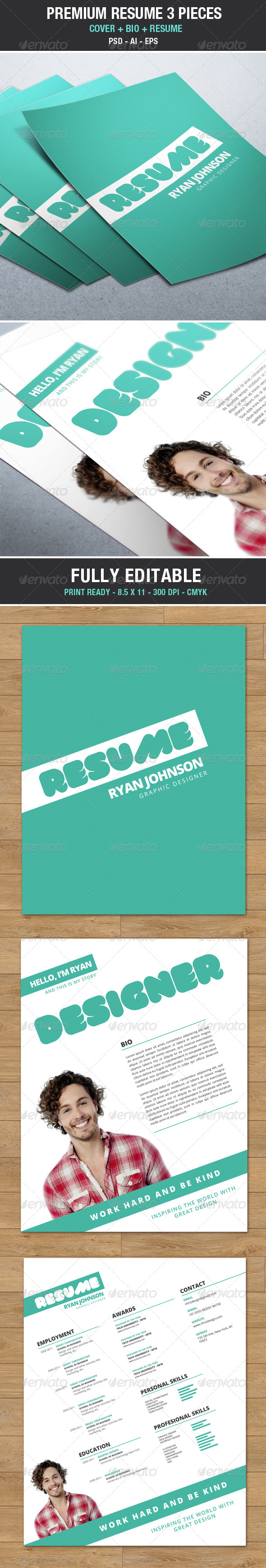 Modern and Trendy Resume / Cv with Cover V2 - Resumes Stationery