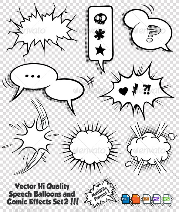 Comic Bubbles and Elements Set 2 - Vectors