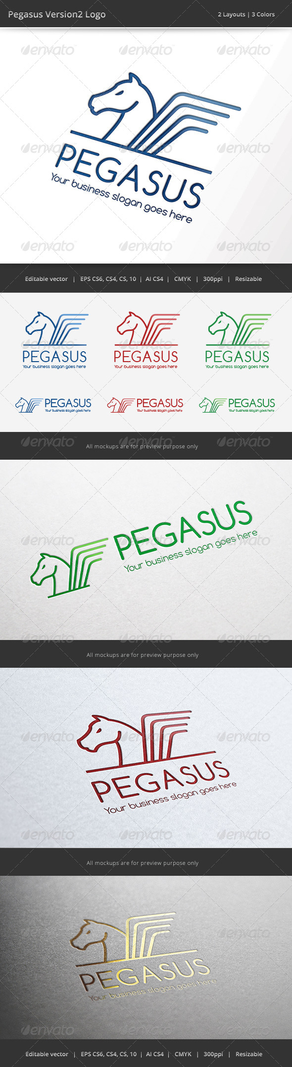 Pegasus V2 Logo - Animals Logo Templates