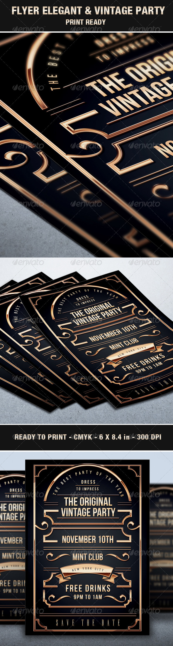 Flyer Vintage & Exclusive Party Elegant Luxury Vip - Events Flyers