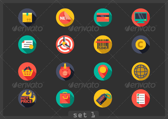 Flat Icons for Shopping - Media Icons