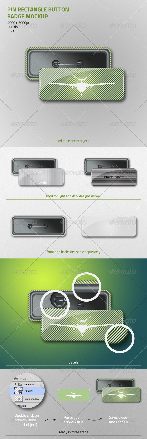 Download Pin Rectangle Button Badge Mockup by zarins | GraphicRiver