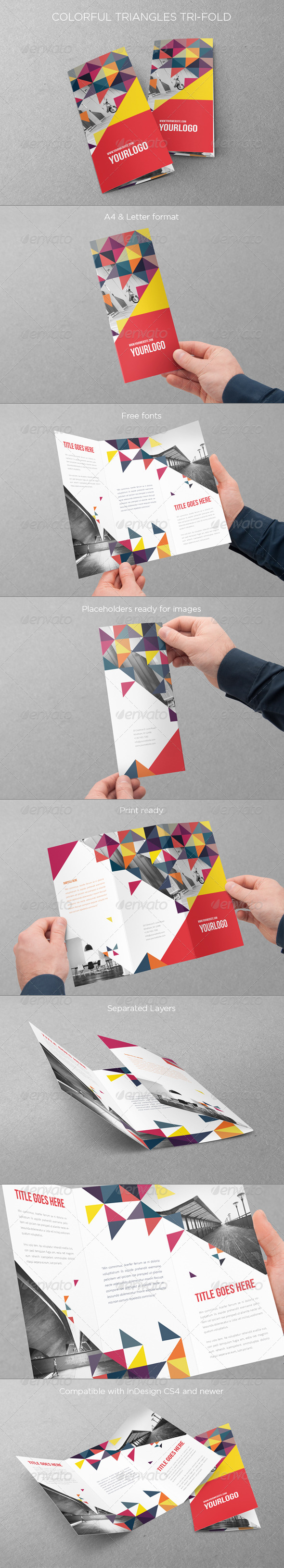 Colorful Triangles Trifold - Brochures Print Templates
