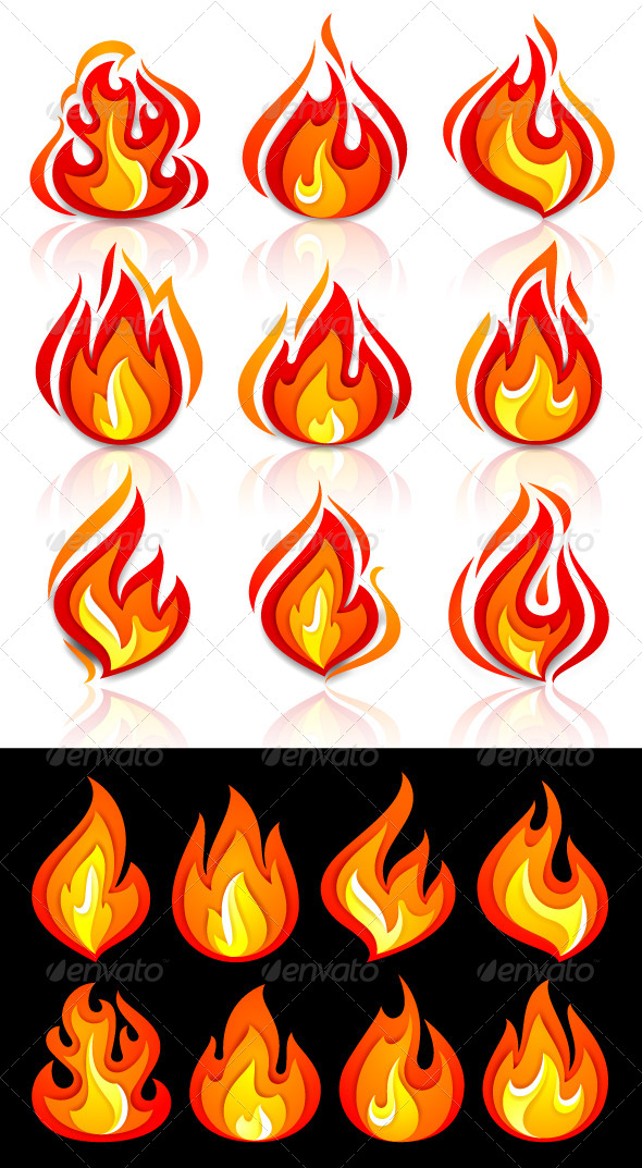 Fire Flames Set - Decorative Vectors