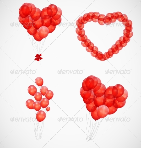 Balloon Heart Illustration Background - Decorative Symbols Decorative