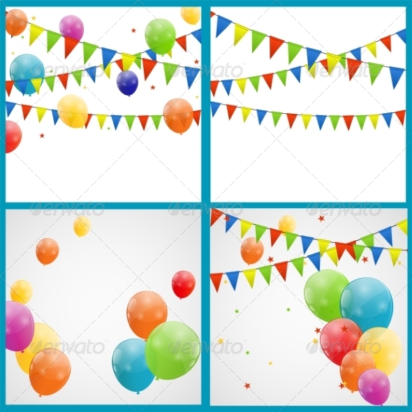 Color Glossy Balloon Backgrounds - Decorative Symbols Decorative