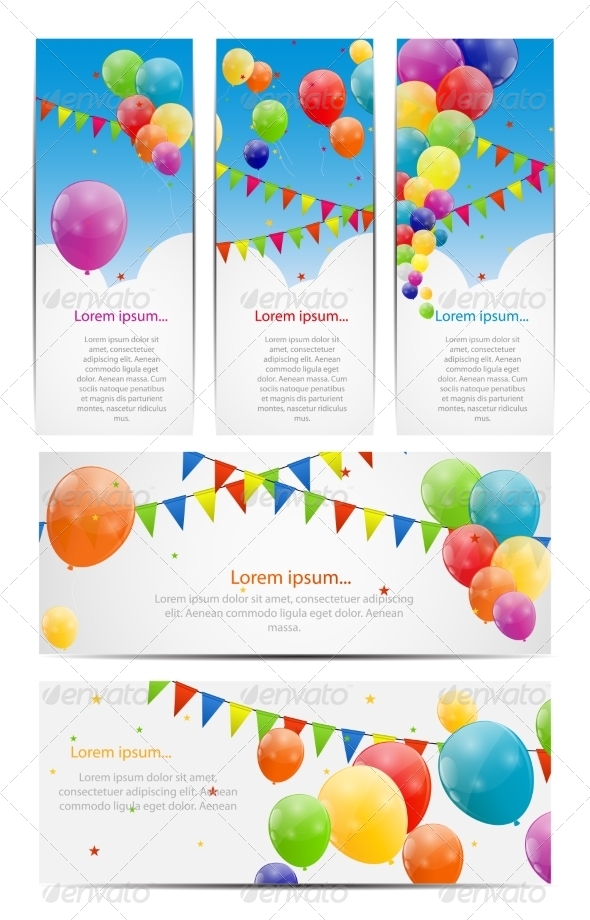 Color Glossy Balloon Backgrounds - Decorative Symbols Decorative