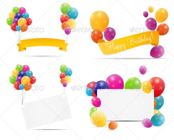 Color Glossy Balloon Backgrounds - Decorative Symbols Decorative