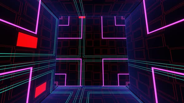VJ Loop Surreal Rotating Neon Cube
