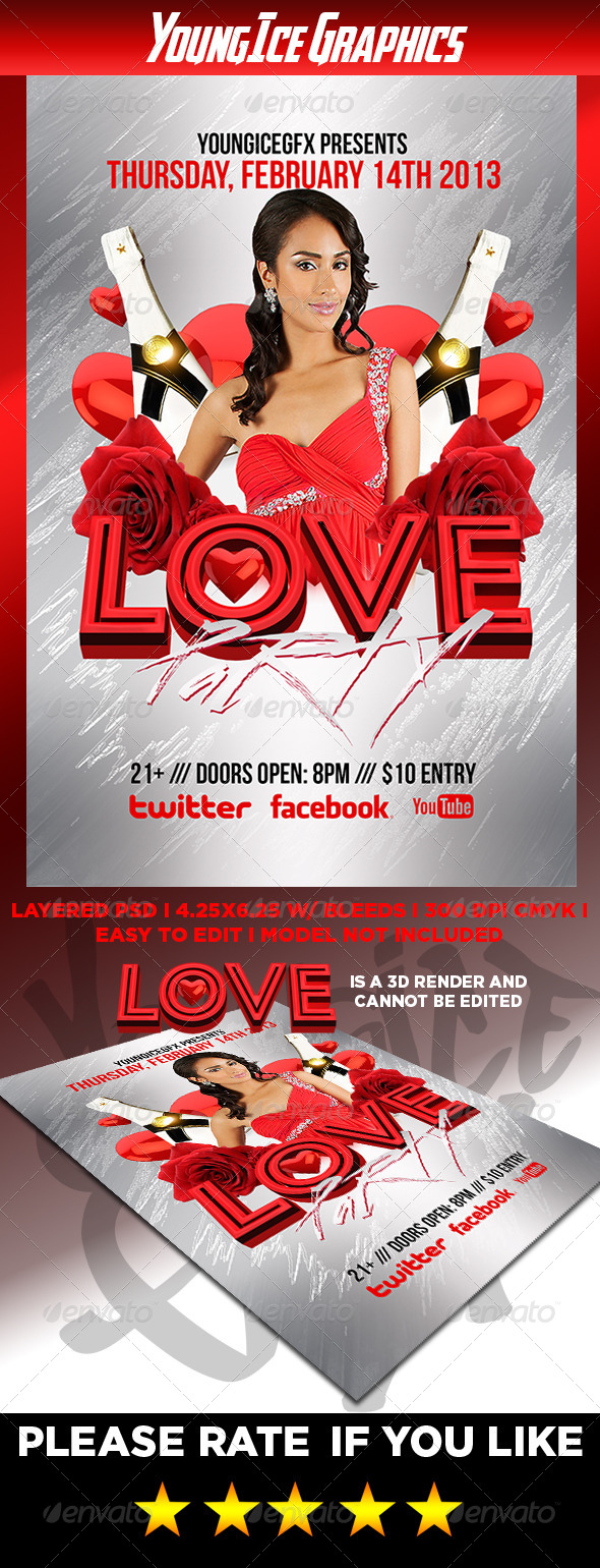 Love Party Flyer Template - Clubs & Parties Events
