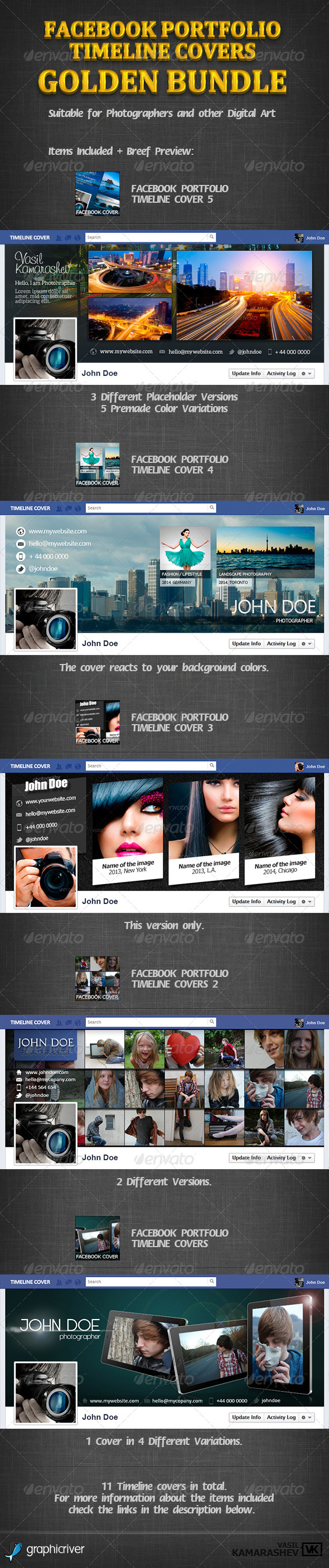 Facebook Portfolio Timeline Covers Golden Bundle - Facebook Timeline Covers Social Media