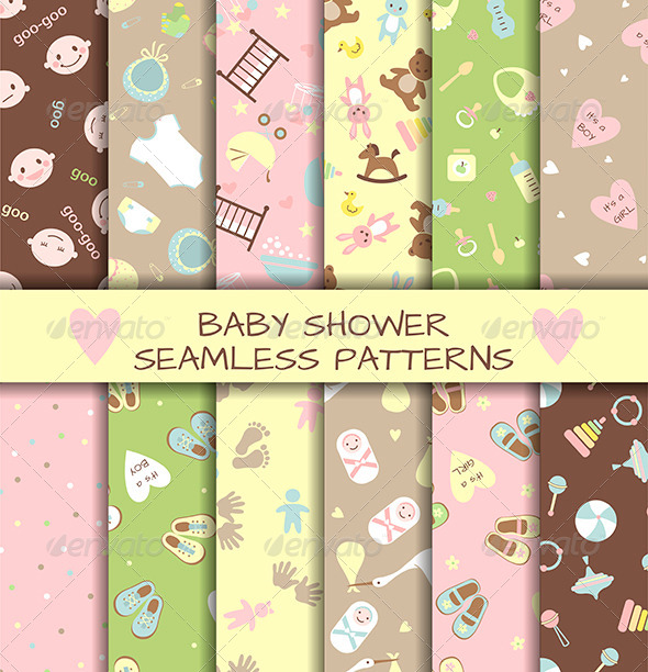 Set of Baby Shower Seamless Patterns - Birthdays Seasons/Holidays