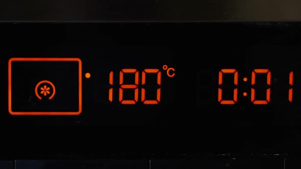 Close-up, Stove Oven Timer, Touch Panel. Temperature Control and Timer on the Oven.