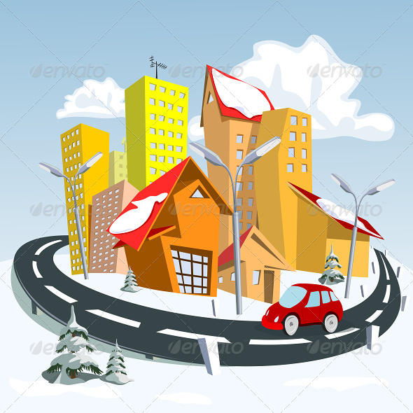 Winter City - Buildings Objects