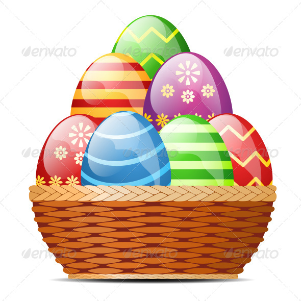 Basket with Easter Eggs - Seasons/Holidays Conceptual