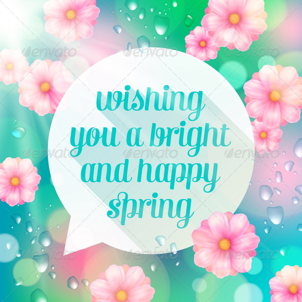 Abstract Speech Bubble Banner with Spring Greeting - Seasons/Holidays Conceptual