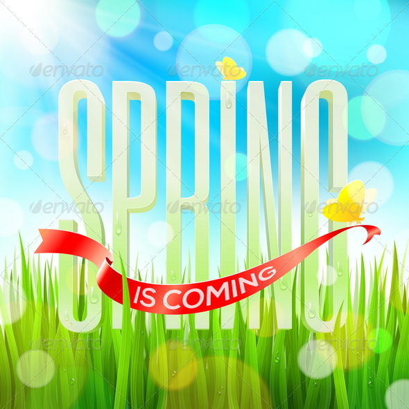 Spring Greeting - Letters on a Sunny Landscape - Seasons Nature