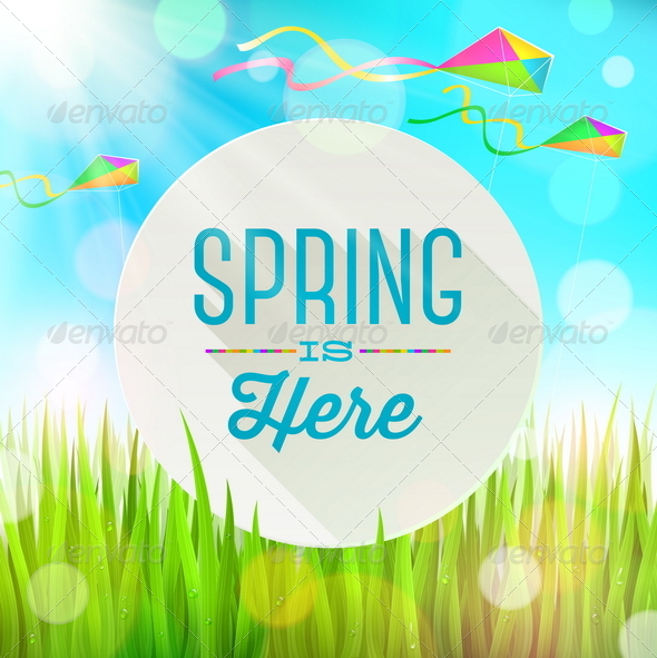 Spring Greeting Banner on a Sunny Landscape - Seasons Nature