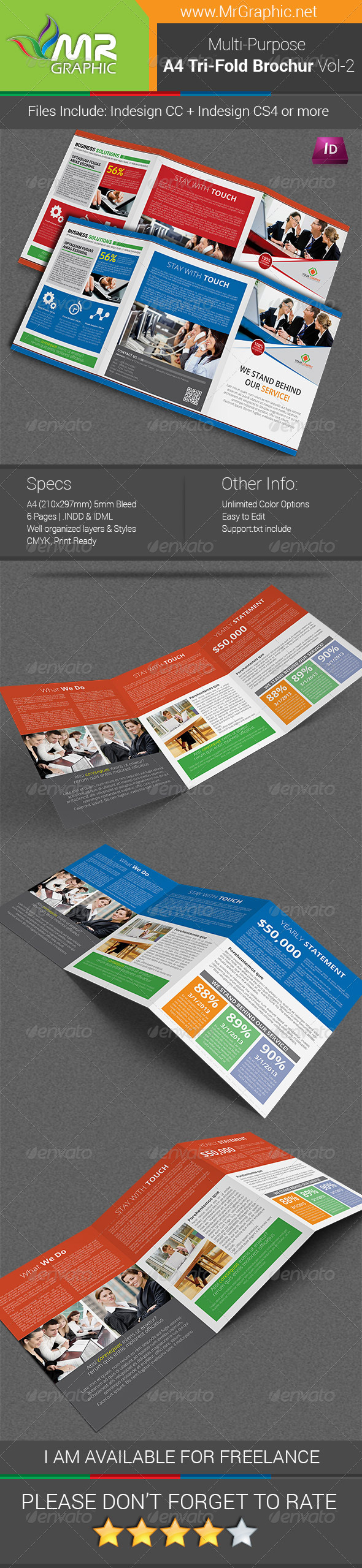 Multipurpose A4 Tri-Fold Brochure Template Vol-2 - Corporate Brochures