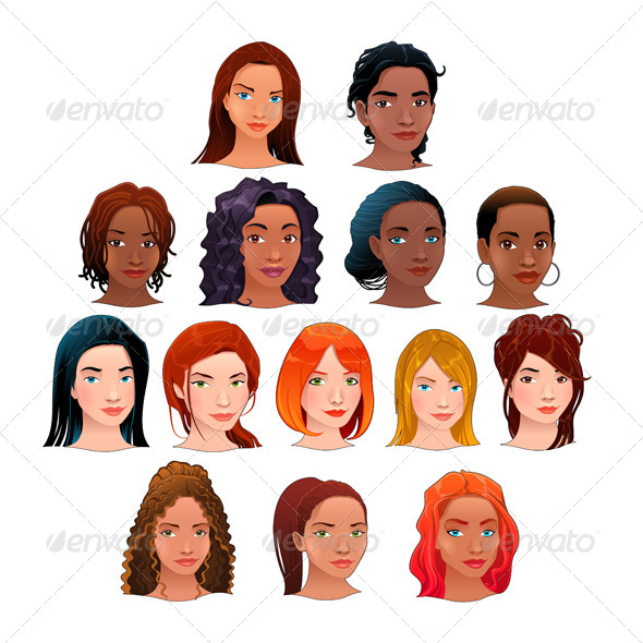 Indian, Black, Asian and Latino Women - People Characters