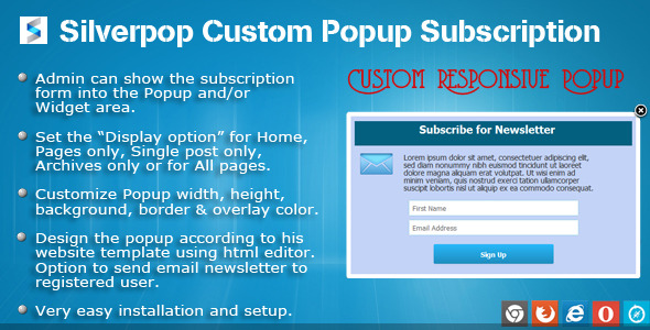 SilverPop Custom Popup Subscription for WordPress