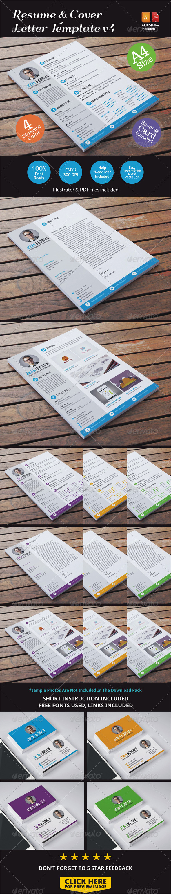 Resume & Cover Letter Template v4 - Resumes Stationery